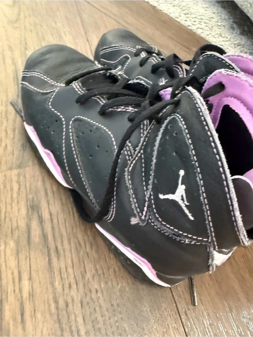 Jordan Kids Black and Purple High-Top Sneakers